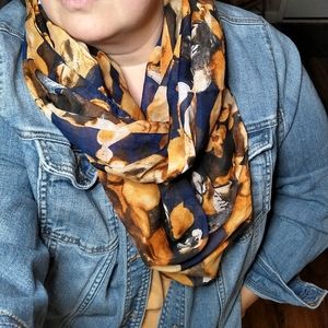 Charming Charlie Floral Navy Infinity Scarf